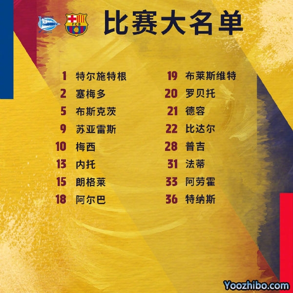 <a href=/zuqiujingsai/barcelona/ target=_blank class=infotextkey>巴萨</a>收官战vs阿拉维斯大名单