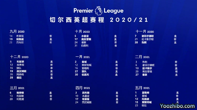 20/21赛季<a href=/zuqiujingsai/chelsea/ target=_blank class=infotextkey>切尔西</a>赛程表出炉